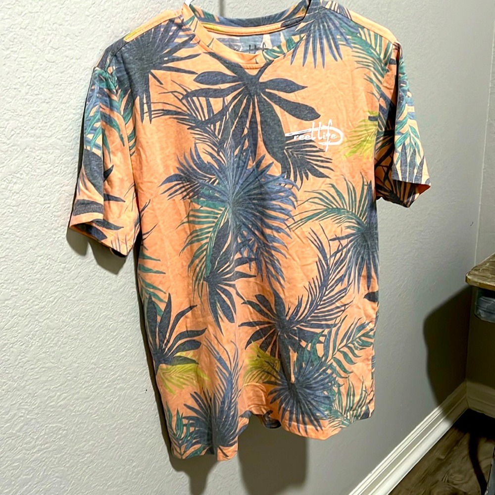 Tropical Print Orange and Blue Men's Shirt
